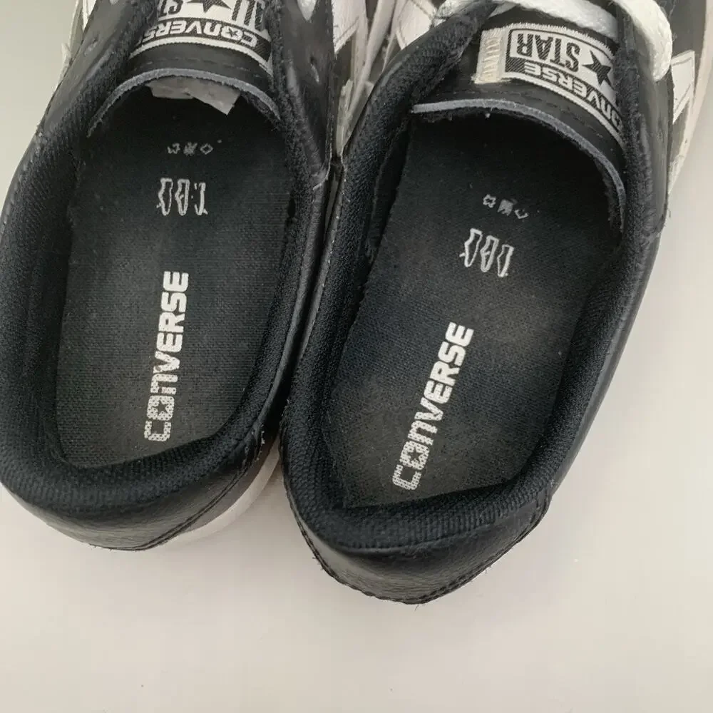 Converse Breakpoint Ox Black Leather Sneakers Kids Size 2 White Star 658206C